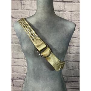 Vintage Y2K Glam Distressed Gold and Silver Braided Leather Belt by Apostrophe